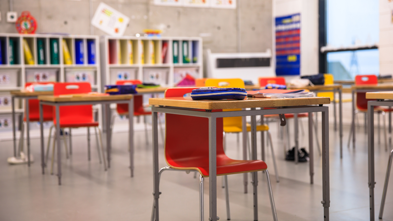 background image of empty classroom